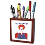 CherylsArt Birthday - Happy Birthday Smiling Clown - Tile Pen Holders-5 inch tile pen holder