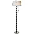 Bamboo Wood Spindle Lamp with White Shade - Floor