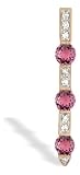 14K Yellow Gold Genuine Round Pink Tourmaline and Diamond Pendant