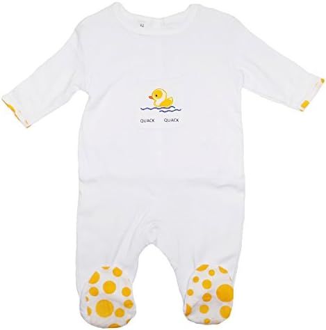 Animal Friends Collection - Unisex-baby 100% Cotton Footed Sleeper (0-12 Months) (0-6 Months, Quack-quack Duckie)