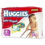 Huggies Ultratrim Diapers Unisex, Size 4, 22-37 lbs, Jumbo Pack 52244 - 34 diapers / pack, 4packs