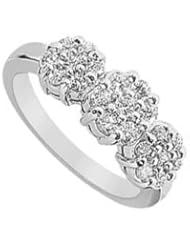 Diamond Flower Ring 14K White Gold - 0.75 CT Diamonds