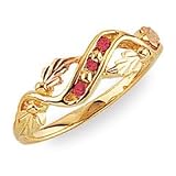 Stunning! 10kYellow-gold Black Hills Gold 3-stone Ruby Women's Ring
