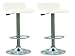 Set Of 2 White & Chrome Finish Air Lift Adjustable Bar Stools