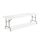 Resin Rectangular Folding Table, 96w x 30d x 29h, Platinum