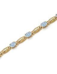 14K Yellow Gold Oval Aquamarine Bracelet
