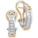 10kt. Two-Tone Gold, 1/2 ct. tw. Diamond Fashion Hoop Earrings