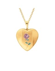 Gold over silver Heart Shaped Locket w/ rose Necklace