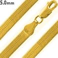 14K Gold Plated Silver 22" Herringbone Chain Necklace 5mm