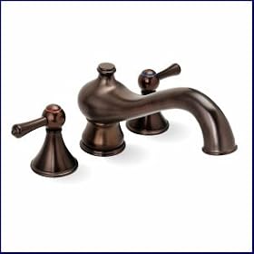 Oil Rubbed Bronze Tub Filler Faucet - Twin Lever Handle Widespread