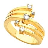 Glamorous! Polished 14k Yellow-Gold 1/2 CT TW 5 Stone Moissanite Women's Ring