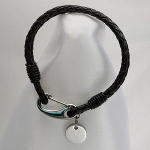 Black Leather Personalized Bracelet