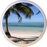 Beach Tropical Surf Palm Tree Scene Drawer Pull Knob