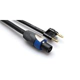 50Ft Speakon-To-Dual Banana 14Awg 2C Pro Audio Cable With White Earbud Headphones