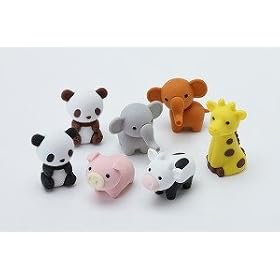 Japanese Puzzle Take Apart Erasers Iwako Zoo, Farm, Animals Set of 7 - New Jan 2010 Release. These Are Great for Doll House and Cake Decorations, Very Collectible. Not to Be Missed!
