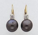 Pearl Leaverback Earrings with a Dimond - XLB70BPAA
