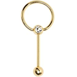 Gold Electro Titanium Door Knocker Barbell Tongue Ring