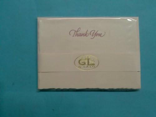 G.Lalo L2545/05 Deckle Edged Thank You Flatcards 5 Cards &amp; 5 Lined Envelopes 4 1/4" x 6" Rose