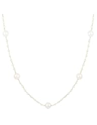 42" White Freshwater Pearl and Gold Plated Sterling Silver Link Chain Endless Necklace