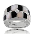 Sterling Silver Ring Black Onyx & Mother of Pearl
