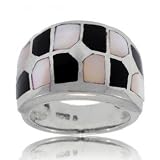 New Sterling Silver Black Onyx Mother of Pearl Ring