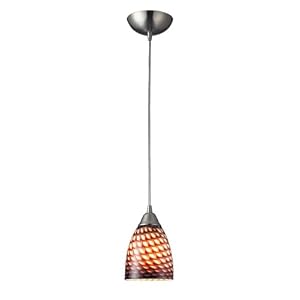 1 Light Pendant Satin Nickel - Brown  Cream