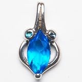 925 Sterling Silver Rhodium Finished with inlaid CZ (A) stones- Blue Pendant.