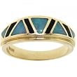 Australian Opal & Black Onyx Ring Band 14KT Yellow Gold