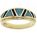 14KT Yellow Gold Australian Opal Black Onyx Ring Band