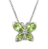 Sterling Silver Peridot Gemstone Butterfly w/Chain - 18