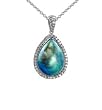 18K White Gold 1/2 ct. Diamond and Eyris Pearl Pendant with Chain -18''