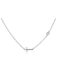 Shy by Sydney Evan Cross Necklace with Diamond Bezel, 15.25"+Extender 1"