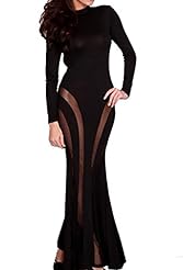 Long Sleeves Spring Winter Checkered Print Polyester/Spandex Mermaid High-Neck  Dress