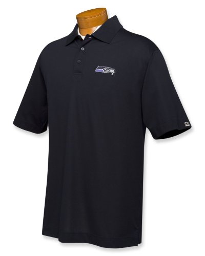 NFL Seattle Seahawks Men's B and T DryTec Championship Polo, Navy Blue, X-Large/Tall