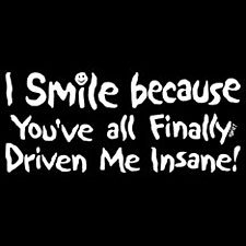 I Smile Because You've Finally Driven Me Insane T-shirt