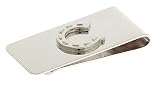 Rhodium plated money clip with horseshoe accent