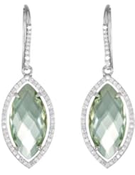 Jewelplus Halo-Style Marquise Shaped Dangle Earrings Sterling Silver Complete With Stones Pair