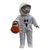 White Velvet Ghost Costume with Mask and Treat Bag. Fits 18 Dolls like American Girl®