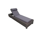 Ambientehome 63925 Rattanliege Aversa braun - bicolor ca. 205 x 70 x 32 cm, Auflage dunkelgrau, Polyrattan