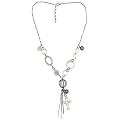 Burnished Silvertone Cross-and-Tassel Filigree Necklace