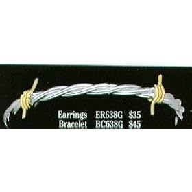 Silver and Gold Barbed Wire Bracelet by Western Earrings