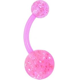 BIOPLAST Pink GLITTER Belly Ring by 