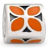 Authentic Pandora Jewelry Silver and Orange Enamel 4 Petal Flower Charm