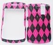 Snap-On Hard Case Cover Skin Protector for Blackberry Curve 8330/ 8310/ 8300 - Argyle Hot Pink Black + Free Stars Stripes Silicone Wristband
