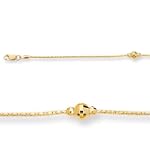 10 Inches 3 Balls Ankle Bracelet - 14kt Yellow Gold LIFETIME WARRANTY