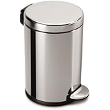 simplehuman Mini Round Step Trash Can, Polished Stainless Steel, 4.5 L / 1.2 Gal