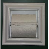 (TP-1) Recessed In the wall Bathroom Toilet Paper Holder, inset in the wall between studs, Solid Wood, accommodates both single and double size rolls, Enamel finish or stain finish in your color choice, or unfinished also Replace those ugly rusting metal units with a solid wood custom product
