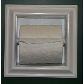 <b>Solid Wood Recessed In Wall Toilet Paper Holder, Enamel Finish (TP-1), accommodates both single rolls and double size rolls</b>