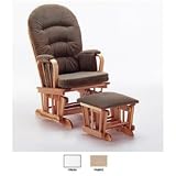 Glider & Ottoman - Antique White Finish/Jerkyl Beige Fabric