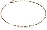 Italian Sterling Silver Rhodium and Rose Gold Plated Diamond Cut Oval and Round Beads Mezzaluna Chain Anklet, 9″ thumbnail